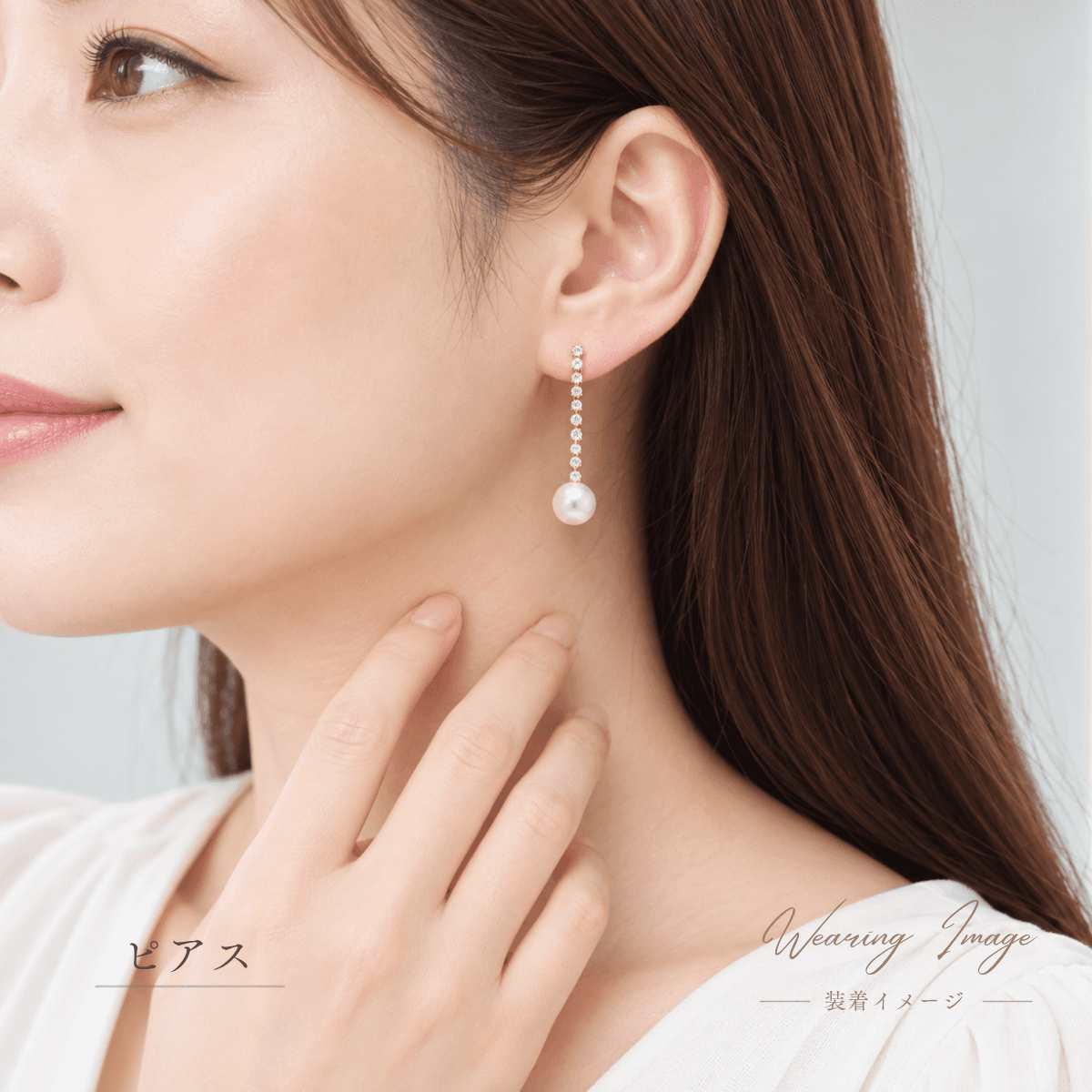 【Luli-5】ラインストーンパール10コマ8㎜ イヤリングorピアス ゴールド・シルバー 結婚式・お呼ばれ | 2枚目